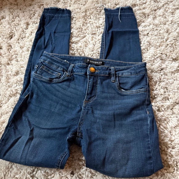 Prosperity Denim - Prosperity dark wash super cute fringe Women's Classic Blue Skinny Jeans out in